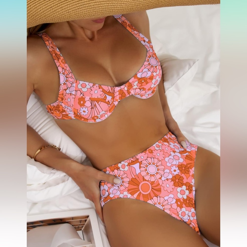 SHENHE Women's Underwire Floral Print Two Piece Bikini Set New With Tags Size Sm